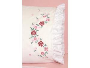 Stamped Lace Edge Pillowcase 30"X20" 2/Pkg-Cross Stitch Flower Stamped Lace Edge Pillowcase 30"X20" 2/Pkg-Cross Stitch Flower