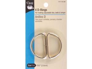 Metal "D" Rings 1-1/2" 4/Pkg-Gilt Metal "D" Rings 1-1/2" 4/Pkg-Gilt