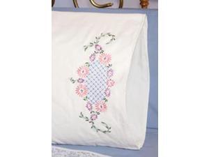 Stamped Perle Edge Pillowcase 30"X20" 2/Pkg-Daisy Motif Stamped Perle Edge Pillowcase 30"X20" 2/Pkg-Daisy Motif