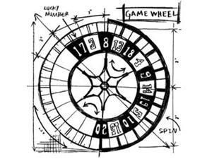 Tim Holtz Red Rubber Stamp-Game Wheel Sketch Tim Holtz Red Rubber Stamp-Game Wheel Sketch