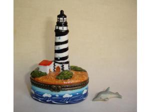 Coastal Lighthouse Porcelain Hinged Trinket Box phb Coastal Lighthouse Porcelain Hinged Trinket Box phb