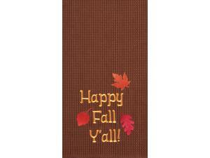 Autumn Leaves Happy Fall Y'all Brown Kitchen Towel Waffle Weave 27 Inch Autumn Leaves Happy Fall Y'all Brown Kitchen Towel Waffle Weave 27 Inch