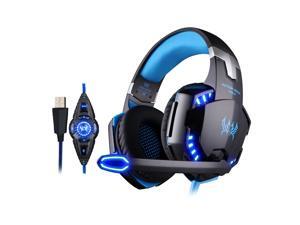 KOTION EACH G2200 Gaming Headphone USB 7.1 Surround Sound Version & Vibration Gaming Headphone Noise Isolation Music Earphone w / Mic LED Light Black-blue for Computer Desktop Notebook Laptop KOTION EACH G2200 Gaming Headphone USB 7.1 Surround Sound Version & Vibration Gaming Headphone Noise Isolation Music Earphone w / Mic LED Light Black-blue for Computer Desktop Notebook Laptop
