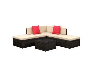 IKAYAA 6PCS Cushioned Outdoor Patio Garden Furniture Sofa Set Ottoman Corner Couch Sectional Furniture Rattan Wicker with TUV Testing Report IKAYAA 6PCS Cushioned Outdoor Patio Garden Furniture Sofa Set Ottoman Corner Couch Sectional Furniture Rattan Wicker with TUV Testing Report