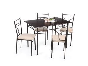 IKAYAA 5PCS Modern Metal Frame Dining Kitchen Table Chairs Set for 4 Person Kitchen Furniture 120kg Load Capacity IKAYAA 5PCS Modern Metal Frame Dining Kitchen Table Chairs Set for 4 Person Kitchen Furniture 120kg Load Capacity