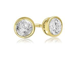 0.25 cttw. Round Cut Diamond Bezel Stud Earrings in 18K Yellow Gold (VS2, G-H) 0.25 cttw. Round Cut Diamond Bezel Stud Earrings in 18K Yellow Gold (VS2, G-H)
