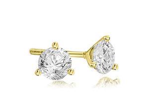 0.25 cttw. Round Cut Diamond Martini 3-Prong Stud Earrings in 18K Yellow Gold (VS2, G-H) 0.25 cttw. Round Cut Diamond Martini 3-Prong Stud Earrings in 18K Yellow Gold (VS2, G-H)