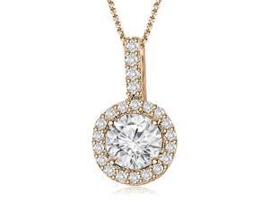 0.65 cttw. Halo Round Diamond Pendant in 14K Rose Gold (VS2, G-H) 0.65 cttw. Halo Round Diamond Pendant in 14K Rose Gold (VS2, G-H)