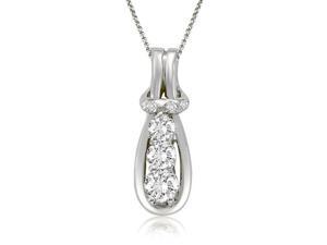 0.25 cttw. Three-Stone Round Cut Love Knot Diamond Pendant in 14K White Gold (VS2, G-H) 0.25 cttw. Three-Stone Round Cut Love Knot Diamond Pendant in 14K White Gold (VS2, G-H)