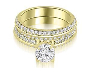 1.70 cttw. Knife Edge Matching Round Cut Diamond Bridal Set in 14K Yellow Gold (VS2, G-H) 1.70 cttw. Knife Edge Matching Round Cut Diamond Bridal Set in 14K Yellow Gold (VS2, G-H)