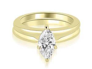 1.00 cttw. Classic Solitaire Marquise Cut Diamond Bridal Set in 18K Yellow Gold (VS2, G-H) 1.00 cttw. Classic Solitaire Marquise Cut Diamond Bridal Set in 18K Yellow Gold (VS2, G-H)