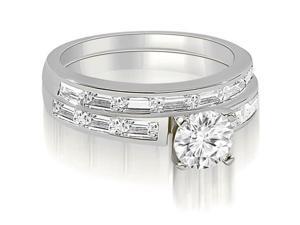 2.45 cttw. Elegant Round And Baguette Cut Diamond Bridal Set in 18K White Gold 2.45 cttw. Elegant Round And Baguette Cut Diamond Bridal Set in 18K White Gold