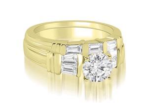 1.30 cttw. Antique Round Cut Baguette Diamond Bridal Set in 18K Yellow Gold 1.30 cttw. Antique Round Cut Baguette Diamond Bridal Set in 18K Yellow Gold