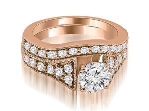 1.50 cttw. Vintage Cathedral Round Cut Diamond Bridal Set in 18K Rose Gold (VS2, G-H) 1.50 cttw. Vintage Cathedral Round Cut Diamond Bridal Set in 18K Rose Gold (VS2, G-H)