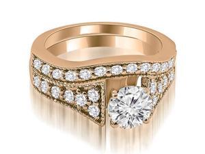 2.00 cttw. Vintage Cathedral Round Cut Diamond Bridal Set in 14K Rose Gold (SI2, H-I) 2.00 cttw. Vintage Cathedral Round Cut Diamond Bridal Set in 14K Rose Gold (SI2, H-I)
