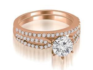 1.22 cttw. Cathedral Split Shank Round Diamond Bridal Set in 18K Rose Gold 1.22 cttw. Cathedral Split Shank Round Diamond Bridal Set in 18K Rose Gold