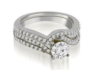 0.88 cttw. Twisted Split Shank Round Cut Diamond Bridal Set in 14K White Gold (VS2, G-H) 0.88 cttw. Twisted Split Shank Round Cut Diamond Bridal Set in 14K White Gold (VS2, G-H)