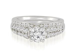1.55 cttw. Cathedral Style Round Cut Diamond Bridal Set in 18K White Gold (SI2, H-I) 1.55 cttw. Cathedral Style Round Cut Diamond Bridal Set in 18K White Gold (SI2, H-I)