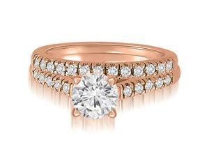 0.80 cttw. Cathedral Round Cut Diamond Bridal Set in 18K Rose Gold (SI2, H-I) 0.80 cttw. Cathedral Round Cut Diamond Bridal Set in 18K Rose Gold (SI2, H-I)