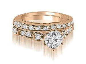 1.25 cttw. Vintage Round Cut Diamond Bridal Set in 14K Rose Gold (VS2, G-H) 1.25 cttw. Vintage Round Cut Diamond Bridal Set in 14K Rose Gold (VS2, G-H)