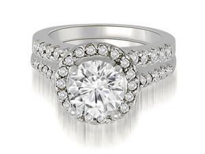 1.17 cttw. Halo Round Cut Diamond Bridal Set in 14K White Gold (SI2, H-I) 1.17 cttw. Halo Round Cut Diamond Bridal Set in 14K White Gold (SI2, H-I)