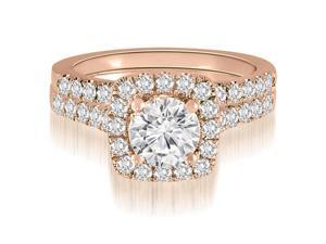 1.52 cttw. Halo Round Cut Diamond Bridal Set in 18K Rose Gold 1.52 cttw. Halo Round Cut Diamond Bridal Set in 18K Rose Gold