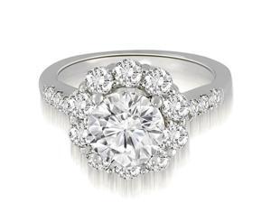 1.50 cttw. Halo Round Cut Diamond Engagement Ring in 14K White Gold 1.50 cttw. Halo Round Cut Diamond Engagement Ring in 14K White Gold
