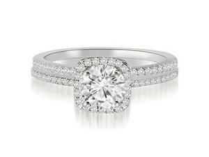 1.30 cttw. Petite Halo Round Cut Diamond Bridal Set in Platinum (SI2, H-I) 1.30 cttw. Petite Halo Round Cut Diamond Bridal Set in Platinum (SI2, H-I)
