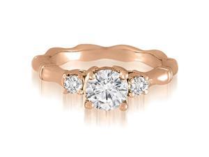 1.00 cttw. Antique Three-Stone Round Diamond Engagement Ring in 18K Rose Gold 1.00 cttw. Antique Three-Stone Round Diamond Engagement Ring in 18K Rose Gold