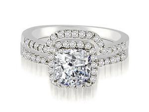 1.19 cttw. Cushion And Round Shape Halo Diamond Bridal Set in Platinum (VS2, G-H) 1.19 cttw. Cushion And Round Shape Halo Diamond Bridal Set in Platinum (VS2, G-H)