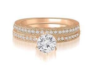 0.70 cttw. Antique Milgrain Round Diamond Bridal Set in 14K Rose Gold 0.70 cttw. Antique Milgrain Round Diamond Bridal Set in 14K Rose Gold