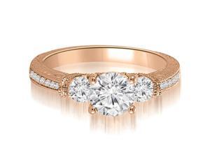 0.76 cttw. Antique Three-Stone Round Diamond Engagement Ring in 18K Rose Gold 0.76 cttw. Antique Three-Stone Round Diamond Engagement Ring in 18K Rose Gold