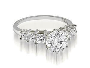 1.75 cttw. Round and Princess cut Diamond Engagement Ring in 18K White Gold (SI2, H-I) 1.75 cttw. Round and Princess cut Diamond Engagement Ring in 18K White Gold (SI2, H-I)