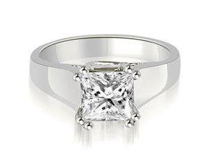 1.00 cttw. Dual Prong Solitaire Princess Diamond Engagement Ring in 18K White Gold (VS2, G-H) 1.00 cttw. Dual Prong Solitaire Princess Diamond Engagement Ring in 18K White Gold (VS2, G-H)