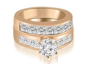 2.75 cttw. Channel Set Princess Cut Diamond Bridal Set in 14K Rose Gold (VS2, G-H) 2.75 cttw. Channel Set Princess Cut Diamond Bridal Set in 14K Rose Gold (VS2, G-H)