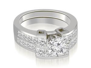 2.05 cttw. Channel Set Diamond Princess and Round Cut Bridal Set in 14K White Gold 2.05 cttw. Channel Set Diamond Princess and Round Cut Bridal Set in 14K White Gold