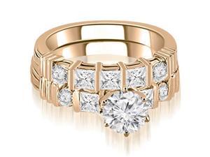 1.99 cttw. Princess And Round Cut Diamond Bridal Set in 14K Rose Gold (SI2, H-I) 1.99 cttw. Princess And Round Cut Diamond Bridal Set in 14K Rose Gold (SI2, H-I)