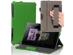 Google Nexus 7 Case - Slim Fit Book Shell Folio Leather Hard Back Case Smart Cover Stand For Google Nexus 7" Tablet with Auto Sleep & Wake Feature , Stylus Loop and Elastic Hand Strap Green Google Nexus 7 Case - Slim Fit Book Shell Folio Leather Hard Back Case Smart Cover Stand For Google Nexus 7" Tablet with Auto Sleep & Wake Feature , Stylus Loop and Elastic Hand Strap Green