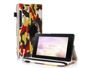 Google Nexus 7 II Case - 360 Degree Rotating Leather Case Smart Cover Stand For Google Nexus 7 II 2nd Gen 2013 Tablet with Auto Sleep & Wake Feature and Stylus Holder Camouflage Yellow Google Nexus 7 II Case - 360 Degree Rotating Leather Case Smart Cover Stand For Google Nexus 7 II 2nd Gen 2013 Tablet with Auto Sleep & Wake Feature and Stylus Holder Camouflage Yellow