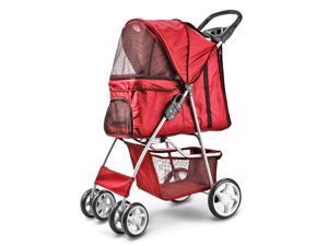 4 Wheels Pet Dog Stroller Cat Small Animals Carrier Large Deluxe Folding Flexible Easy Walk Jogger Jogging for Travel Up to 30 Pounds With Rain Cover Red 4 Wheels Pet Dog Stroller Cat Small Animals Carrier Large Deluxe Folding Flexible Easy Walk Jogger Jogging for Travel Up to 30 Pounds With Rain Cover Red