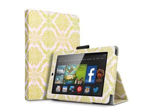 Kindle Fire HD 6 Case - Slim Fit Folio PU Leather Smart Cover Case Stand For Amazon Kindle Fire HD 6 6'' Display (2014 Edition) with Automatic Wake Sleep Feature and Stylus Holder Damask Gold Kindle Fire HD 6 Case - Slim Fit Folio PU Leather Smart Cover Case Stand For Amazon Kindle Fire HD 6 6'' Display (2014 Edition) with Automatic Wake Sleep Feature and Stylus Holder Damask Gold