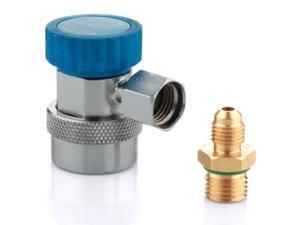 AC R134a Quick Coupler Connector Manifold Gauge Low Side Adapter Deluxe Adjustable 1/4" SAE HVAC Quick Connect Replacement Blue for Auto Air Conditioning AC R134a Quick Coupler Connector Manifold Gauge Low Side Adapter Deluxe Adjustable 1/4" SAE HVAC Quick Connect Replacement Blue for Auto Air Conditioning