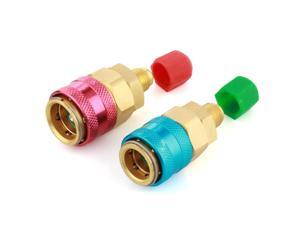 AC R134a Quick Connectors System Port Adapters Couplers Low High Set of 2 Conversion Kit for HVAC Auto Car Air conditioning with Manifold Hose Gauge AC R134a Quick Connectors System Port Adapters Couplers Low High Set of 2 Conversion Kit for HVAC Auto Car Air conditioning with Manifold Hose Gauge