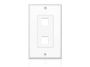 Keystone Wall Plate - 2 Port Keystone Insert Jack Single Gang Wiring Plug Socket Decorative Face Cover Outlet Mount Panel with Screws White Keystone Wall Plate - 2 Port Keystone Insert Jack Single Gang Wiring Plug Socket Decorative Face Cover Outlet Mount Panel with Screws White