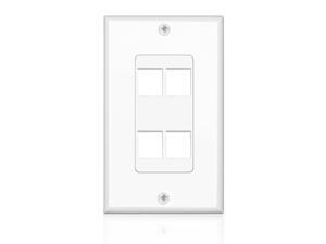 Keystone Wall Plate - 4 Port Keystone Insert Jack Single Gang Wiring Plug Socket Decorative Face Cover Outlet Mount Panel with Screws White Keystone Wall Plate - 4 Port Keystone Insert Jack Single Gang Wiring Plug Socket Decorative Face Cover Outlet Mount Panel with Screws White