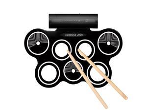 Portable Roll Up Drum Pad Set Kit with Built-in Speaker - Digital Electronic Foldable Flexible Silicone Sheet 7 Pads with Drum Stick and Foot Switch Pedal Supports USB MIDI output Portable Roll Up Drum Pad Set Kit with Built-in Speaker - Digital Electronic Foldable Flexible Silicone Sheet 7 Pads with Drum Stick and Foot Switch Pedal Supports USB MIDI output