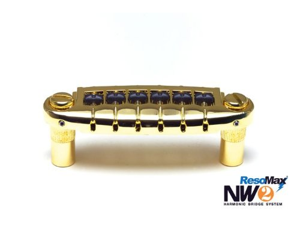 Graph Tech Resomax NW2 Harmonic Wraparound Bridge - String Saver Saddles - Gold Graph Tech Resomax NW2 Harmonic Wraparound Bridge - String Saver Saddles - Gold