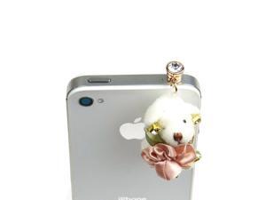 JAVOedge White Bear with Rhinestones and Crown Headphone Jack Charm for Mobile Devices, Tablets, Smartphones JAVOedge White Bear with Rhinestones and Crown Headphone Jack Charm for Mobile Devices, Tablets, Smartphones