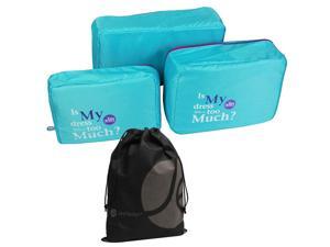 JAVOedge 3 Piece Blue and Purple Zipper Travel Packing Cubes or Home Storage Bags with Bonus Cosmetic / Toiletry Bag JAVOedge 3 Piece Blue and Purple Zipper Travel Packing Cubes or Home Storage Bags with Bonus Cosmetic / Toiletry Bag