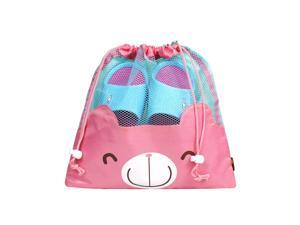 JAVOedge Pink Bear Face Mesh Drawstring Shoe Storage Bag Plus Bonus Reuseable Storage Bag JAVOedge Pink Bear Face Mesh Drawstring Shoe Storage Bag Plus Bonus Reuseable Storage Bag